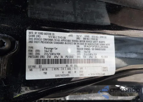 2018 Ford Focus Se z USA, uszkodzony, nr VIN 1FADP3F28JL203666